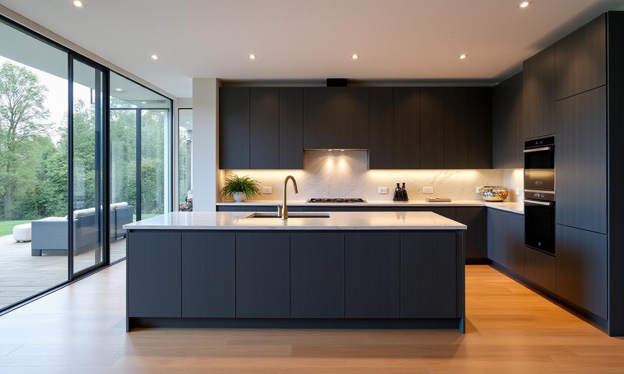 Cuisine haut de gamme sur mesure, avec îlot central et finitions luxueuses