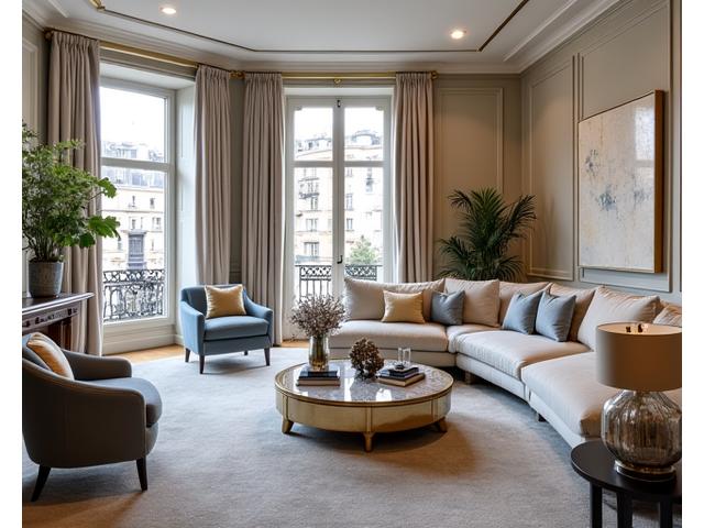 Appartement parisien de luxe mis en scène pour la vente avec mobilier élégant
