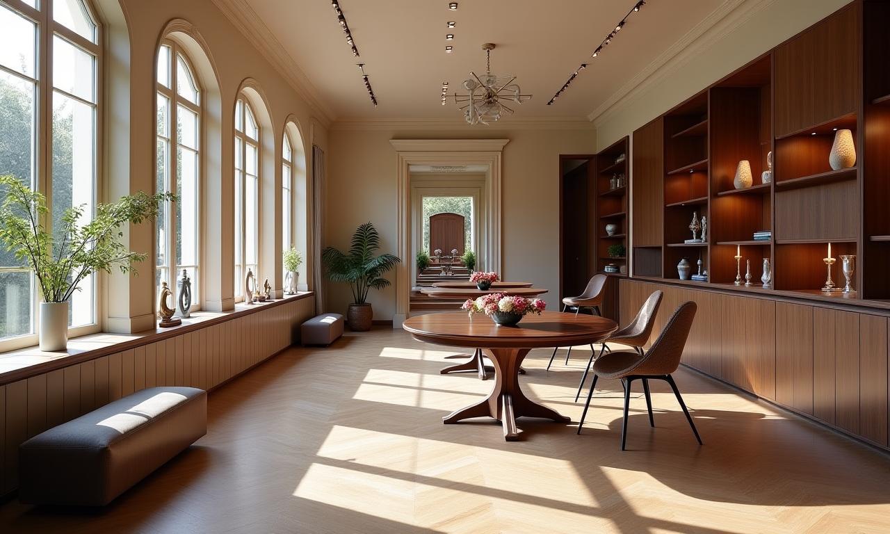 Vue d'ensemble élégante de notre showroom, mettant en avant l'agencement du mobilier de luxe.